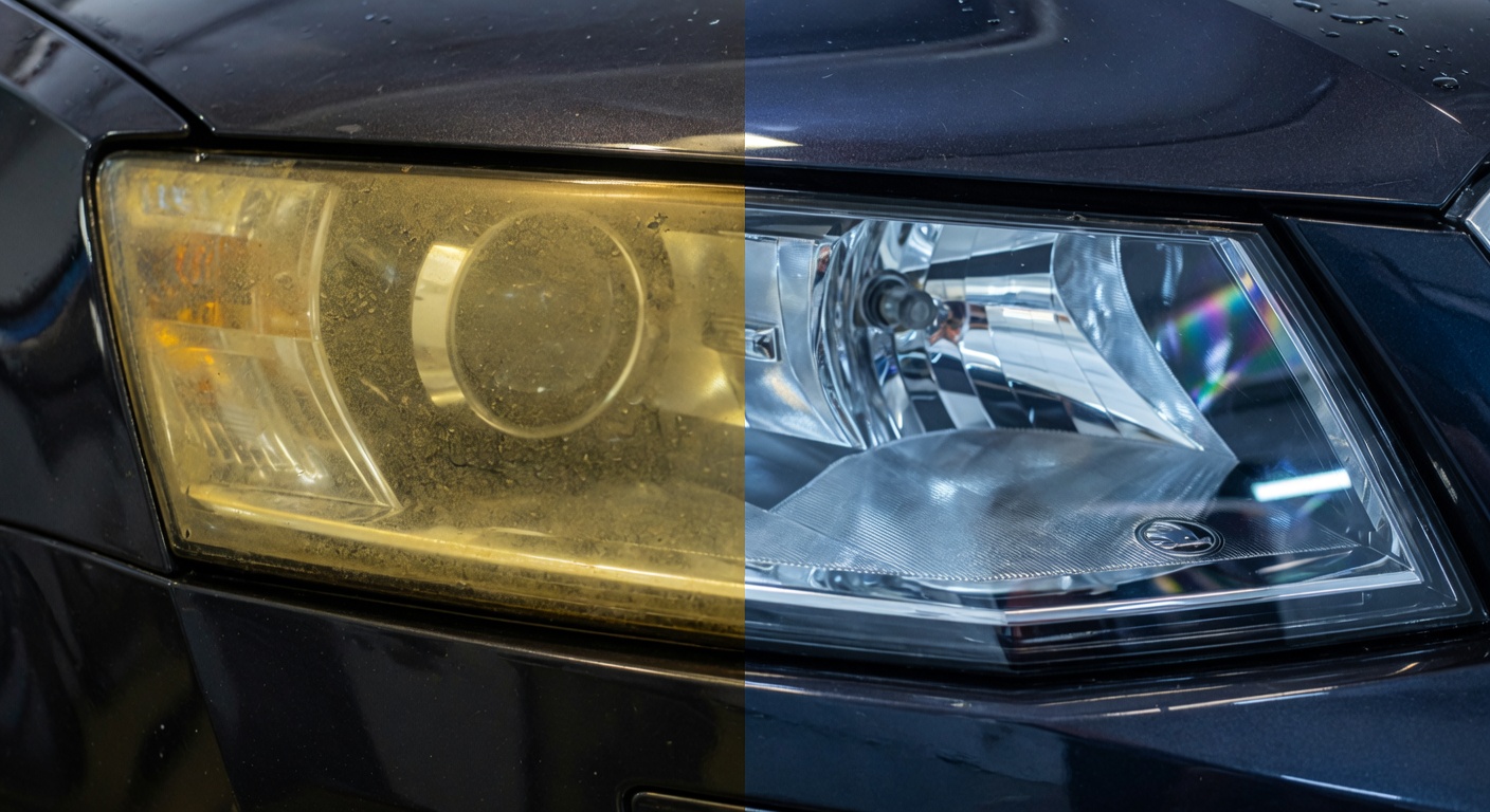 Koplampen polijsten voor en na 35